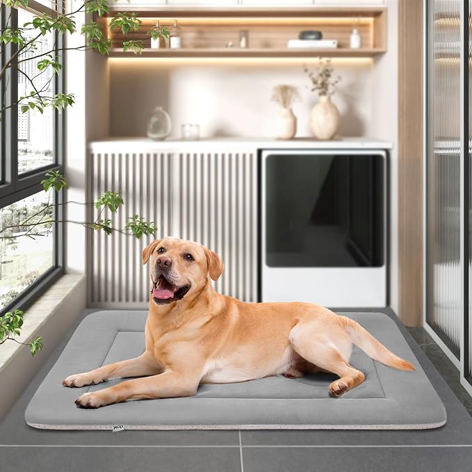 Dog Bed, 36 in Non-Slip Mattress, Soft Fleece Plush Material, Washable, for Medium/Large Dogs, Cat Bed Kennel Pad, Clay Gray