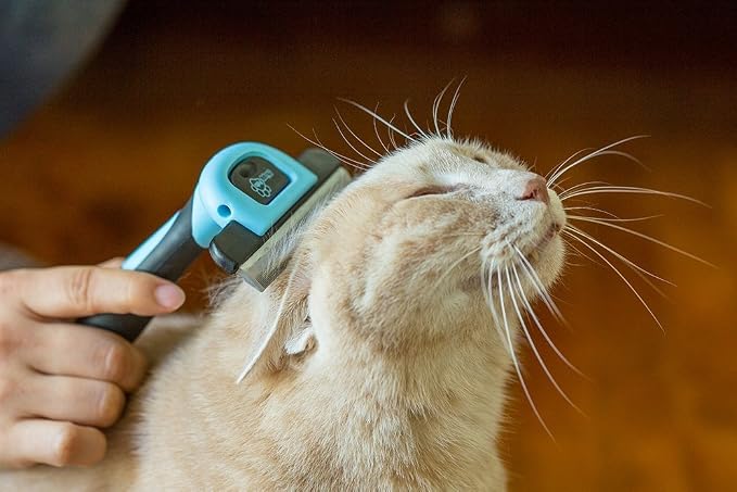 Chirpy Pets Pet Grooming Brush for Shedding, Long & Short Hair, Reduces Shedding by More Than 95%, Professional Deshedding Tool for Dog & Cat, Black