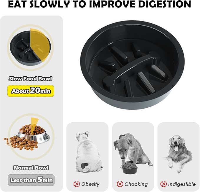 ADENGL Metal Raised Dog Bowl Stand for Large and Medium Dogs, Elevated Dog Bowls with Sprill Proof Mat & Slow Feeder, Pet Food Bowls 10" Tall Dogs Feeder (58OZ-Stainless Steel Pet Bowl, Mat-16x24in)