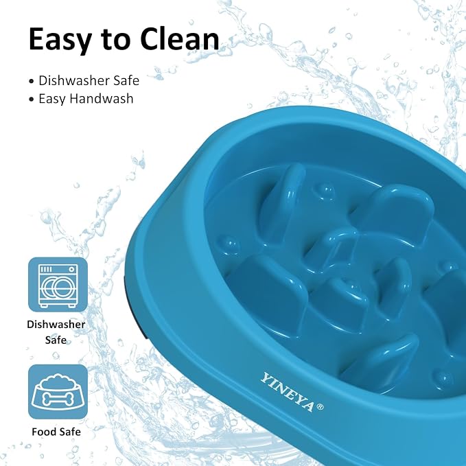 YINEYA 2PCS Anti-Choking Slow Feeder Dog Bowls Small Size Dog, Slow Feeder Cat Bowl, Supplies and Puzzle for Pet