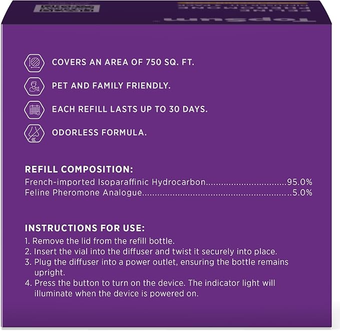 TopSum Cat Calming Pheromone Diffuser: Feline Pheromones Plug in for Stress, Alone At Home, Spraying, Fighting, Scratching, Aggression & Excessive Meowing (Purple, 2Diffusers+3.2 Fl Oz)