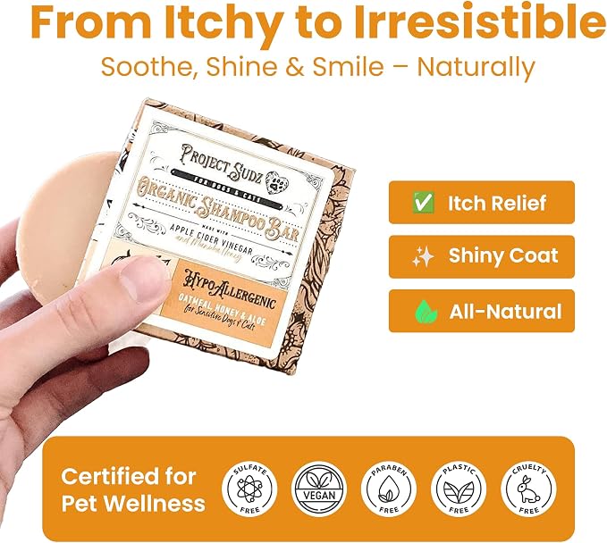 Project Sudz Oatmeal and Honey Dog Shampoo Bar | Hypoallergenic | Sensitive Coat | Big Dogs and Puppies Too (2)