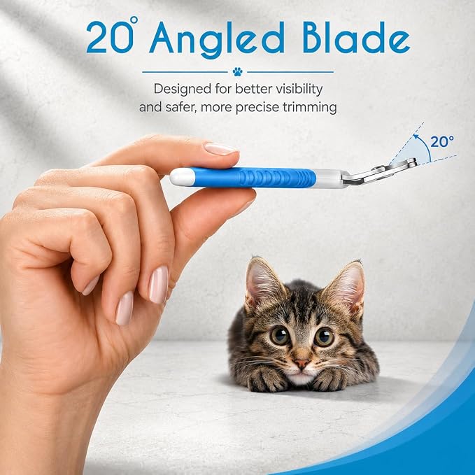 Candure Cat Nail Clipper Stainless Steel Cat Claw Trimmers for Rabbits, Guinea Pigs, Birds, Puppies, Kittens and Small Animals Pet Nail Clipper for Professional and Home Use 4" White & Blue