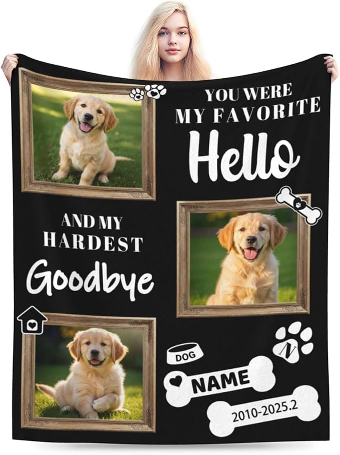 Nxwdwqa Personalized Dog Blanket Throws with Photos, Custom Pet Blanket, Dog Gifts for Pet Lovers, Customized Puppy Blanket for Adult Kid Birthday Christmas Fathers Mothers Valentines Gift