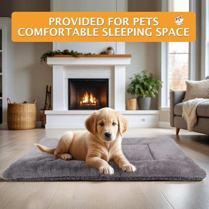 Reversible Dog Bed Mat with Plush and Corn Velvet,Soft Warm Pet Cushion, Dual Purpose Washable Sleeping Mattress Bed for Small Medium Large Dog and Cat XB004 (18 * 13", Light Grey)
