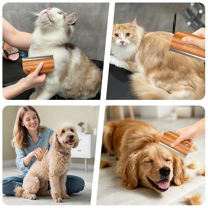 Pawaboo Deshedding Brush for Dogs & Cats, Dog Hair Removal Comb | Grooming Shedding Brush with Ergonomic Gripping for Short Hair Dogs and Cats, Hangable Pet Cleaning Comb Supplies, 5.1 Inch