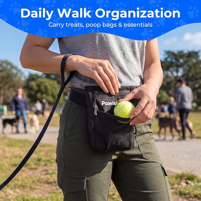 Dog Treat Pouch for Pet Training, One-Hand Magnetic Closure, Hands-Free Treat Bag with Silicone Liner, No Mess No Smell