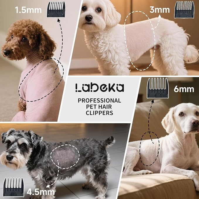 3-in-1Dog Hair Clippers Grooming Kit with Paw Trimmer- Rechargeable Cordless Quiet Nail Grinder Shaver with 4 Guide Combs for Grooming Small Medium Pets on Body,Paws, Face, Ears (White)