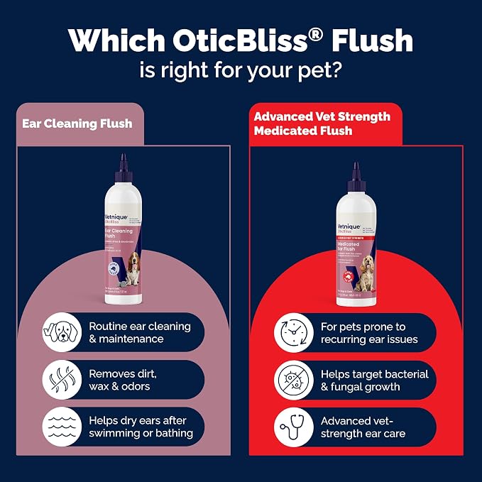 Vetnique Oticbliss Cat & Dog Ear Cleaner & Drying Flush for Wax & Odor | Dog Ear Wash & Drying Solution, Ear Wax Remover & Cleaner for Cats & Dogs, Aloe Soothes Itchy Ears After Swim, Bath & Groom