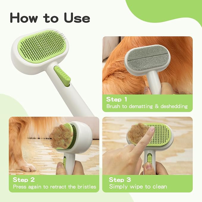 Double Sided Pet Grooming Brush for Dogs and Cats - Gentle Deshedding Tool for Long/Short Hair, Massage & Hair Removal - Indoor Grooming, Outdoor Use & Travel Friendly
