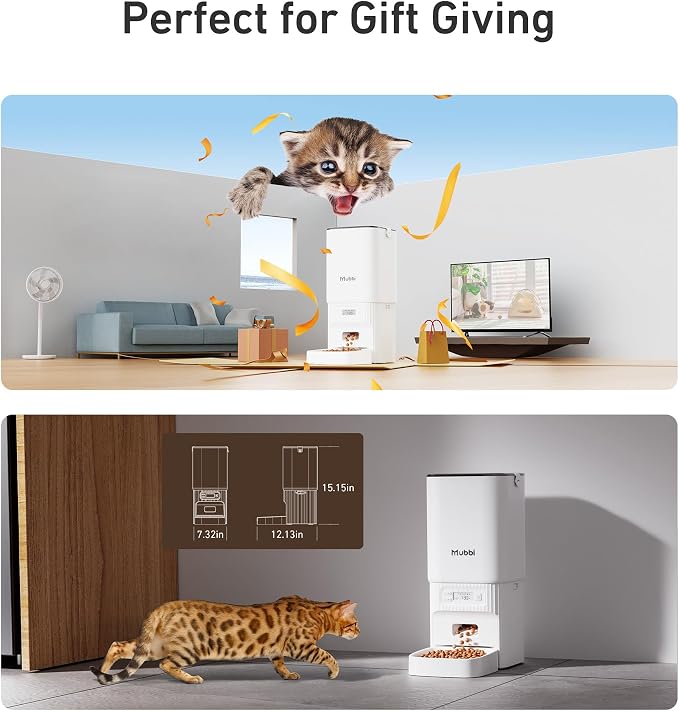 Automatic Cat Feeder - 7L/29 Cups Cat Food Dispenser with Desiccant Bag, 1ā6 Meals, Ideal for 2ā15mm Dry Food, Auto Pet Feeder with Dual Power Supply, Automatic Dog Feeder for Small Medium Breed