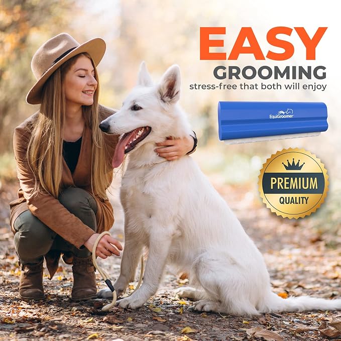 EquiGroomer 5-Inch Undercoat Deshedding Brush for Dogs & Cats, Blue | Best for dogs up to 100 lbs and cats of any size, short or long hair, stainless blade, no cutting or pulling