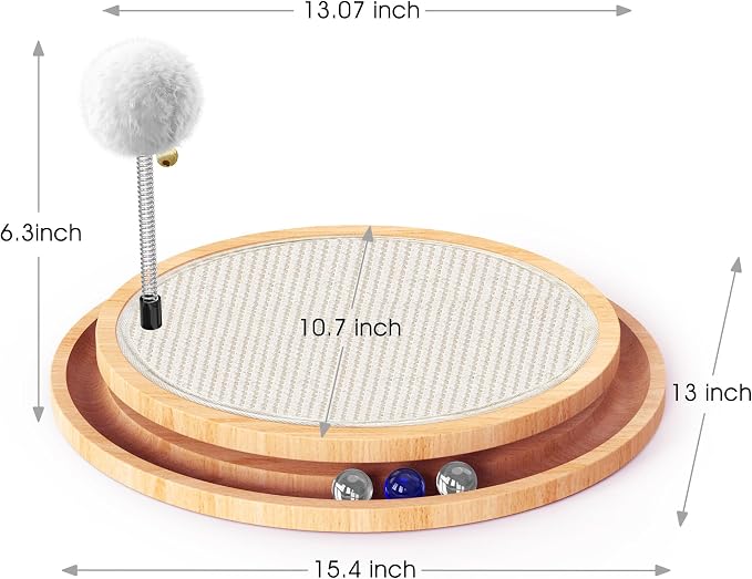 Cat Scratcher, Rolufy Cat Natural Sisal Scratching Pad, Kitten Interactive Toy with Ball Track Spring Ball for Chasing Hunting Mental Physical Exercise Puzzle