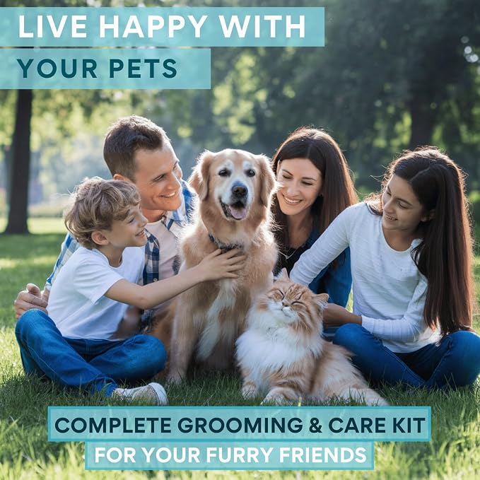 8PCs Dog Grooming Kit - Dog Shampoo Brush | Washing Gloves | Adjustable Dog Bath Brush | Dog Paw Cleaner | 2X Toothbrush | Dog Scrubber For Bath & Massage - Grooming & Bath Supplies for Dogs and Cats