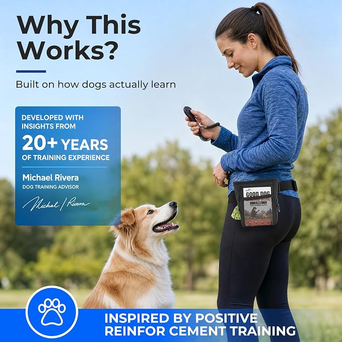 Dog Treat Pouch for Pet Training, One-Hand Magnetic Closure, Hands-Free Treat Bag with Silicone Liner, No Mess No Smell
