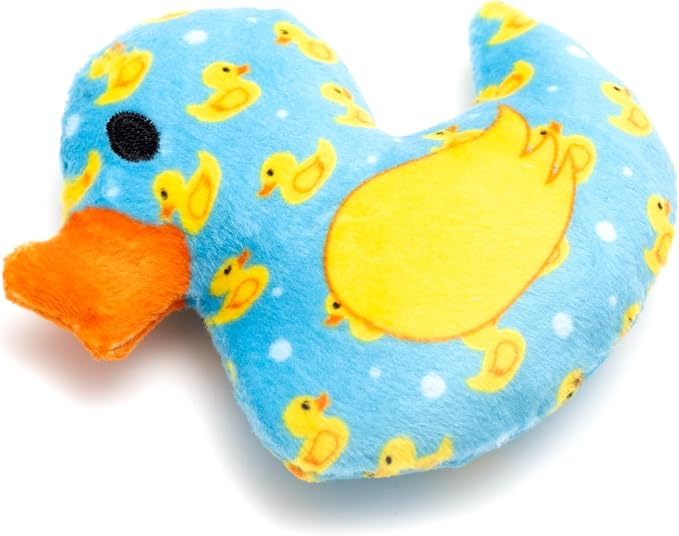 The Worthy Dog Rubber Duck Plush Cat Toy – Soft Crinkle Catnip Toy with Organic Catnip for Interactive Play, Safe Non-Toxic Materials - Blue, One Size