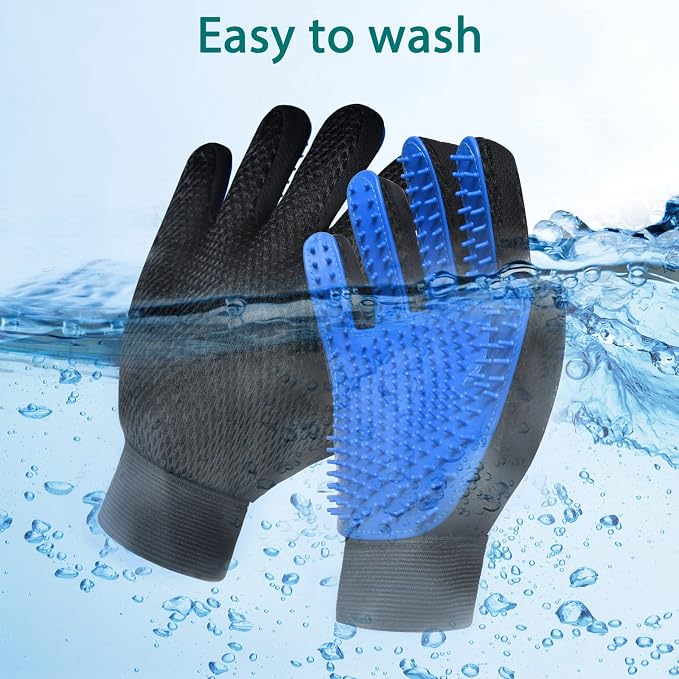 Cat Grooming Glove Brush, Pet Hair Remover Tool, 1 Pair Reusable Dog Hair Fur Remover for Carpet, Furniture, Couch, Clothes, Eco-Friendly and High efficiency (Blue) | Reusable Dog Hair Fur Remover for Carpet, Furniture, Couch, Clothes, Eco-Friendly and...
