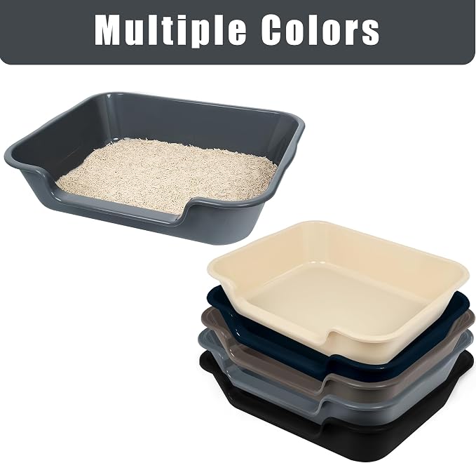 1 Pack of Extra Large Cat Litter Box (ABS Material), Low Entry Senior Litter Pen for Geriatric Kitty Big Cats, Jumbo Pet Safe Litter Boxes Tray for Pets Potty (Beach Sand, 24" L x 20" W)