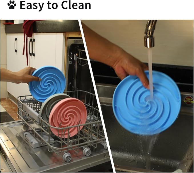 Bifeaw Slow Feeder Dog Bowls, Dishwasher Microwave Safe Silicone Puppy Puzzle Bowl with Non-Slip Design for Eating (Sky Blue)
