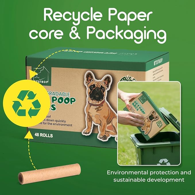 ATIFBOP Biodegradable Dog Poop Bags 720 Count, 48 Rolls Scented Dog Waste Bags, Leak Proof Extra Thick Refill Rolls, Lemon Scented Poop Bags for Dogs