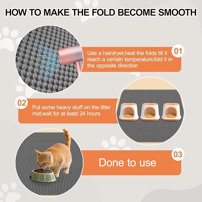 XL Extra Large Cat Litter Box Trapping Mat with Honeycomb Catcher for Indoor Kitty 36x30 Inch, Waterproof and Washable Easy Clean, Anti Tracking from Paws Mess Free, Heavy-duty Non slip