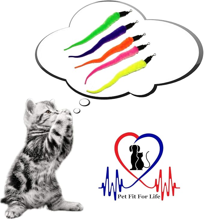Pet Fit for Life 5 Piece Replacement Pack of Worms for Interactive Cat and Kitten Toy Wands