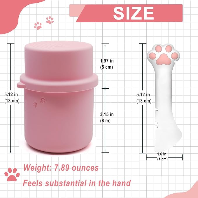 Original Canned Dog Food Storage Container & One Can Spoon | Silicone Can Cover Pet Food Sealer & Cute Paw Shape Opener Spatula | BPA Free, Airtight, Dishwasher & Freezer Safe (Dark Blue+Pink)
