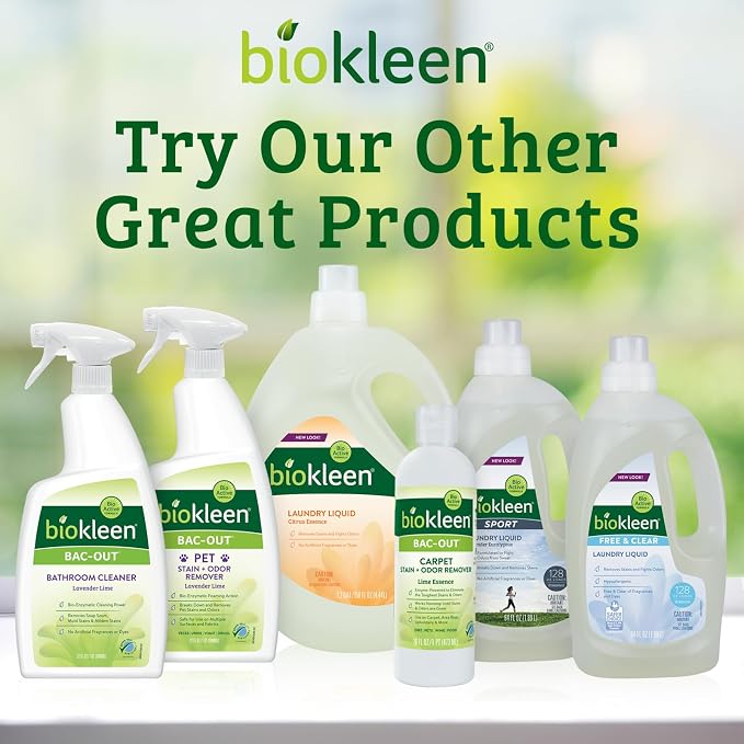 Biokleen Bac-Out Carpet Stain Remover Enzymatic, Destroys Stains & Odors Safely, for Pet Urine, Laundry, Diapers, Wine, Carpets, More, Eco-Friendly, Plant-Based