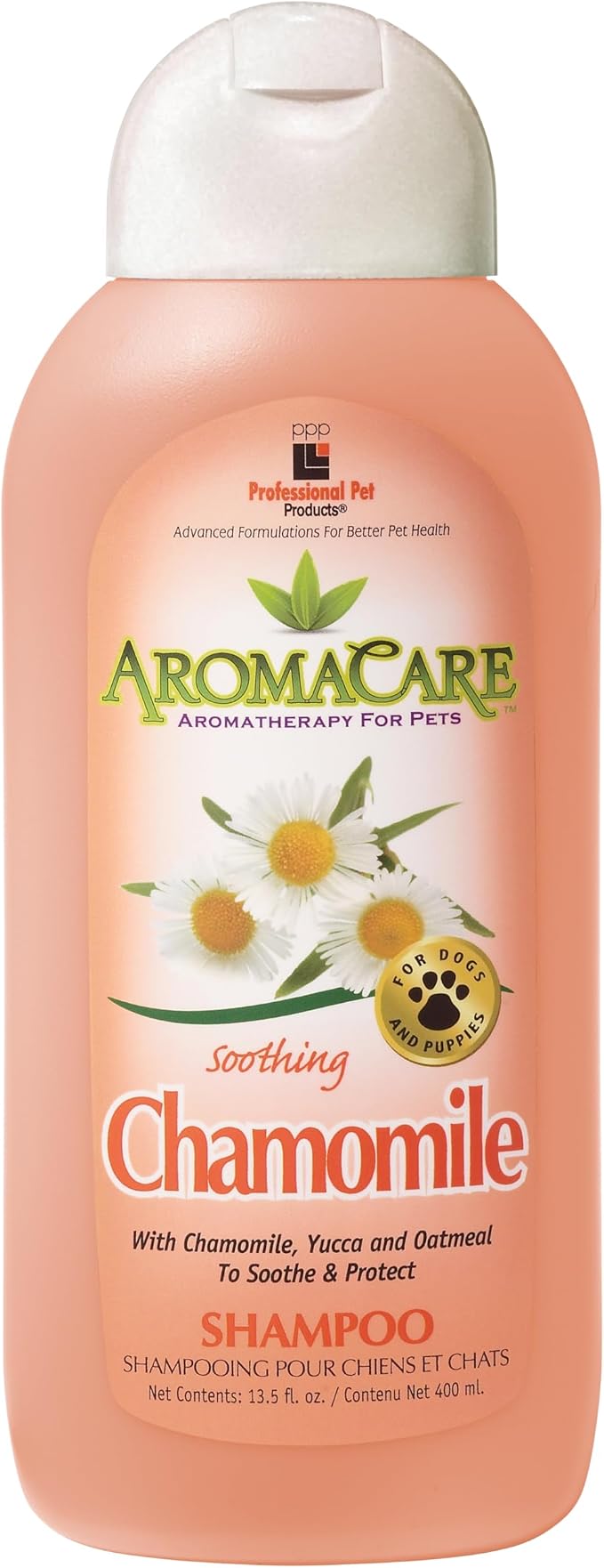 PPP AromaCare Chamomile Shampoo for Sensitive Dogs - Nourishes & Moisturizes Fur & Coat - Chamomile & Oatmeal - 13.5 fl oz | For sensitive dogs, oatmeal formula nourishes and moisturizes fur and coat