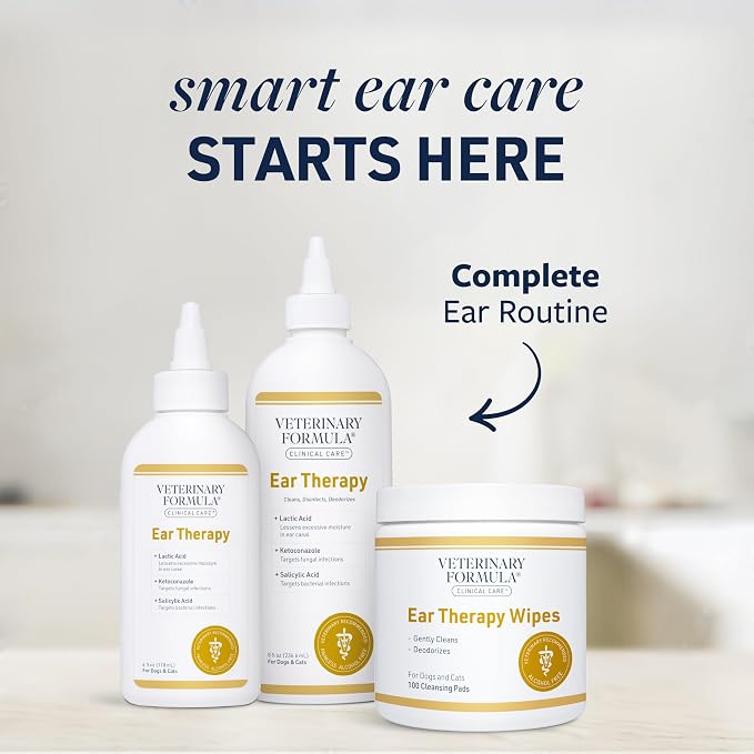 Veterinary Formula Clinical Care – Ear Therapy – Vet Recommended Ear Cleaner for Dogs & Cats that Helps Manage Stinky Buildup and Support Daily Health – 8 oz.