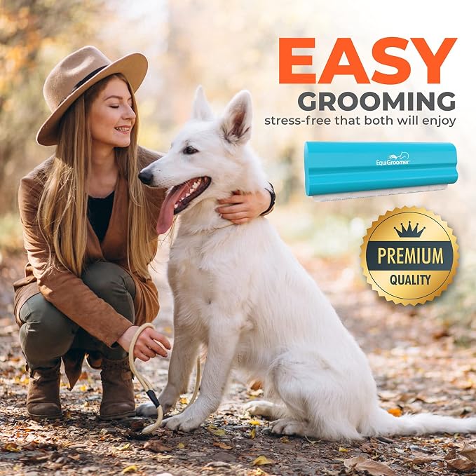 EquiGroomer 5-Inch Undercoat Deshedding Brush for Dogs & Cats, Turquoise | Best for dogs up to 100 lbs and cats of any size, short or long hair, stainless blade, no cutting or pulling