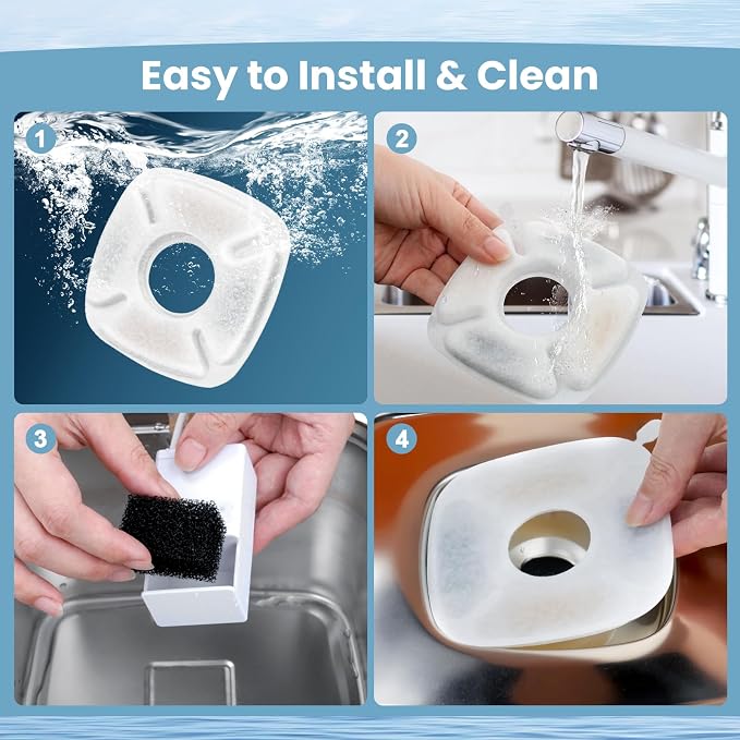 28 Pcs Cat Pet Water Fountain Filters, 14 Pcs Cat Fountain Replacement Filters & 14 Pcs Pre-Filter Sponges, Pet Fountain Filter for 95oz/2.8L 135oz/4L 67oz/2L Automatic Pet Drinking Cat Water Fountain