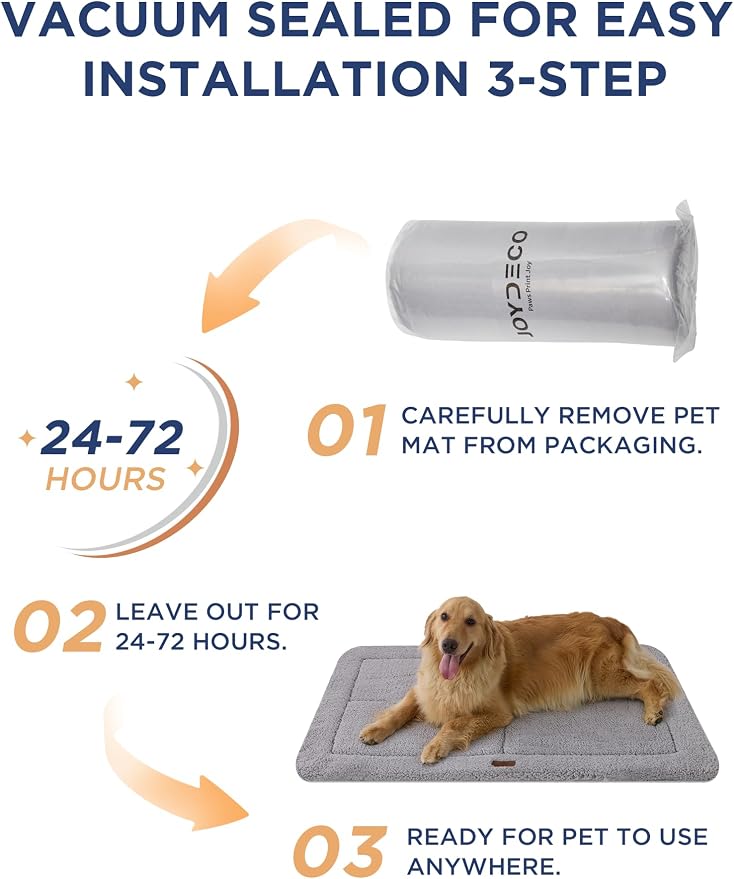 Joydeco Low Profile Dog Crate Mat Reversible Bed Pad, Washable Dog Pad Mat with Ultra Soft Fleece, Compact Design Kennel Beds Mats for Extra Large Medium Small Pets, 44" x 32" Dark Gray