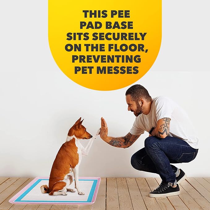 Skywin TidyFriend Dog Pee Pad Holder - Fits Up to 24” x 24” Pee Pad Holder for Dogs - Stable Grip, Soft Edges, Quick Wipe Silicone Surface Dog Pad Holder for Indoor Flooring Protection (Rose)