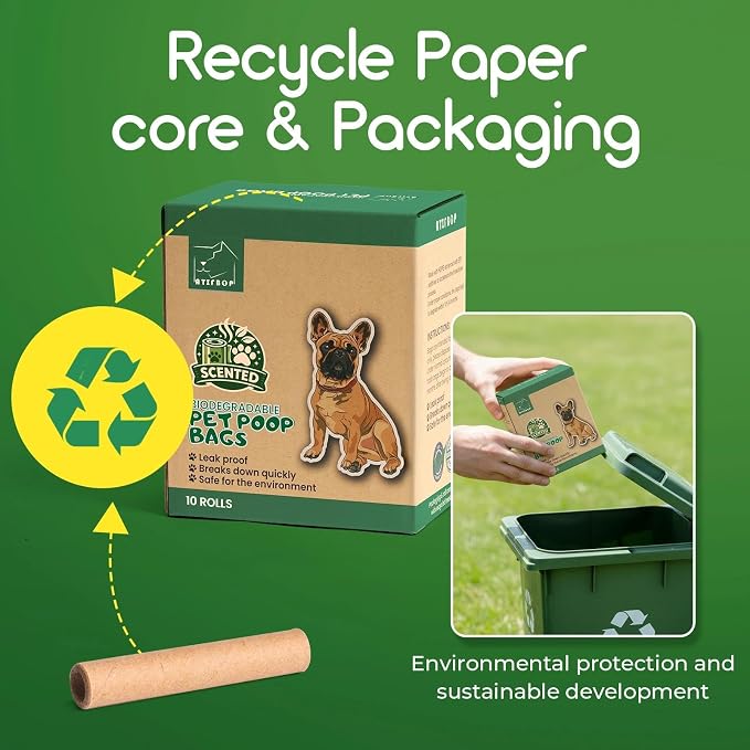 ATIFBOP Biodegradable Dog Poop Bags 150 Count 10 Rolls with Dispenser, Thicken and Leak Proof Poop Bag Holders for Leashes(Scented)