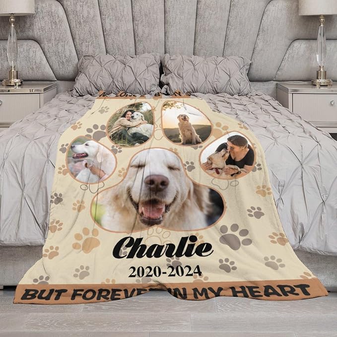 Personalized Dog Blankets with Photos Custom Dog Blanket with Pictures - Customized Pet Memorial Blanket Gifts for Loss of Dog, Loss of Pet Remembrance Gift, in Loving Memory Blanket for Dog Lover X