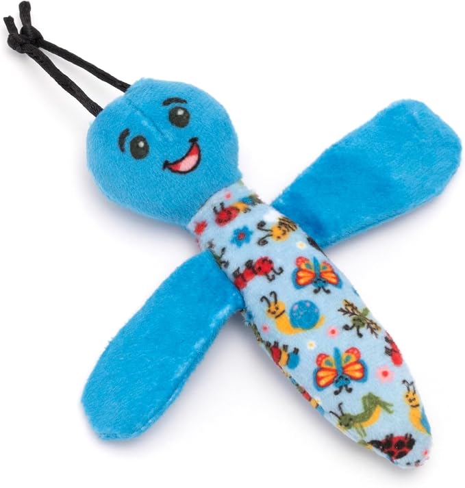 The Worthy Dog Dragon Fly Plush Cat Toy – Soft Crinkle Catnip Toy with Organic Catnip for Interactive Play, Safe Non-Toxic Materials - Blue, One Size