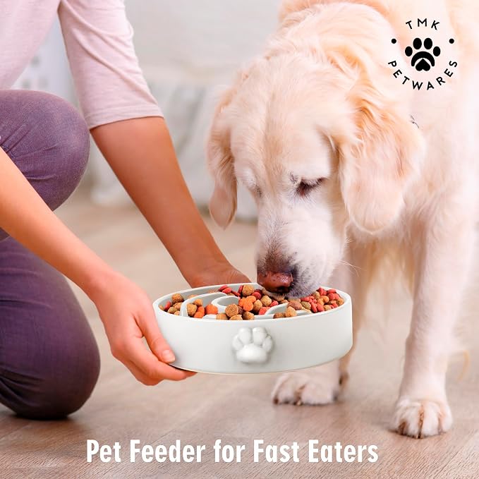 Slow Feeder Dog Bowls – Dog Bowl Slow Feeder – Microwaveable Dog Slow Feeder for All Breeds – Lead and BPA-Free Ceramic Pet Bowl – Pet Feeder for Fast Eaters