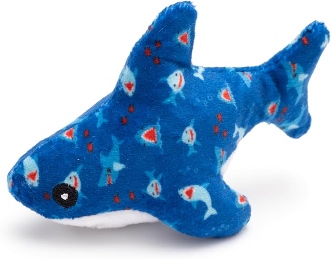 The Worthy Dog Chomp Plush Cat Toy – Soft Crinkle Catnip Toy with Organic Catnip for Interactive Play, Safe Non-Toxic Materials - Blue, One Size