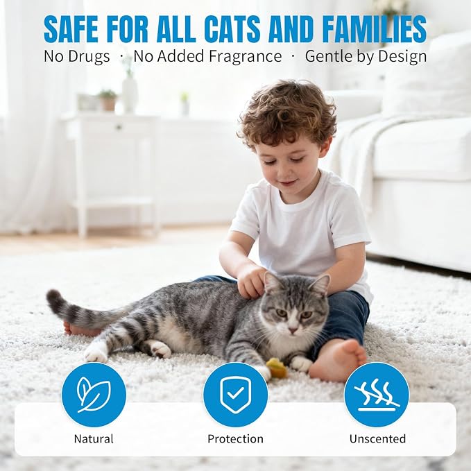 Cat Calming Pheromone Diffuser Stop Scratching Spraying 4 Refill 120 Days | Effectively Relieve Anxiety Stress, Helps Reduce Cats Urinating in House, Spraying, Fighting & Marking, 2 Diffuser+ 4 Refills