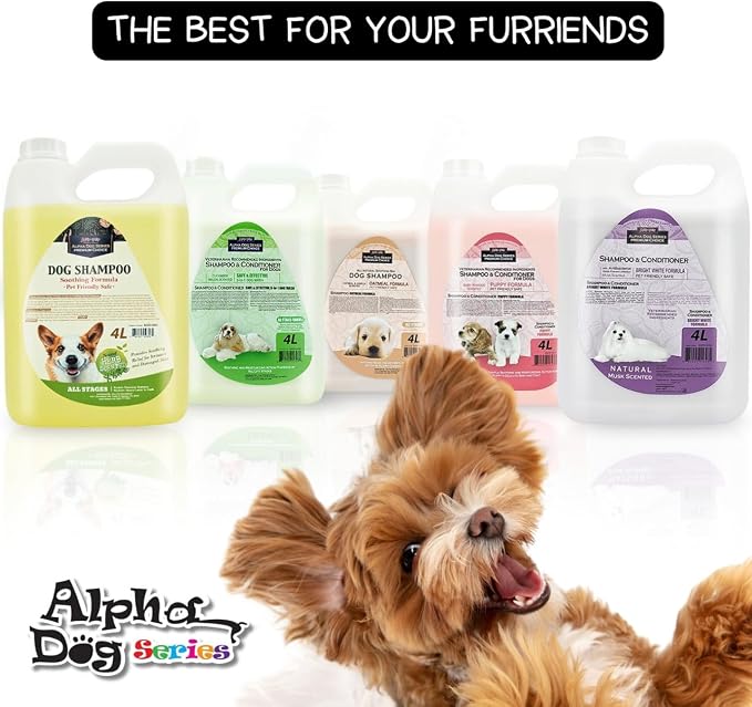 Natural Puppy Shampoo and Conditioner Tear Free with Aloe Vera, pH-Balanced Shampoo for Puppies, Tearless Dog Shampoo and Conditioner, Puppy Wash Sensitive Skin 4L (1 Gallon)