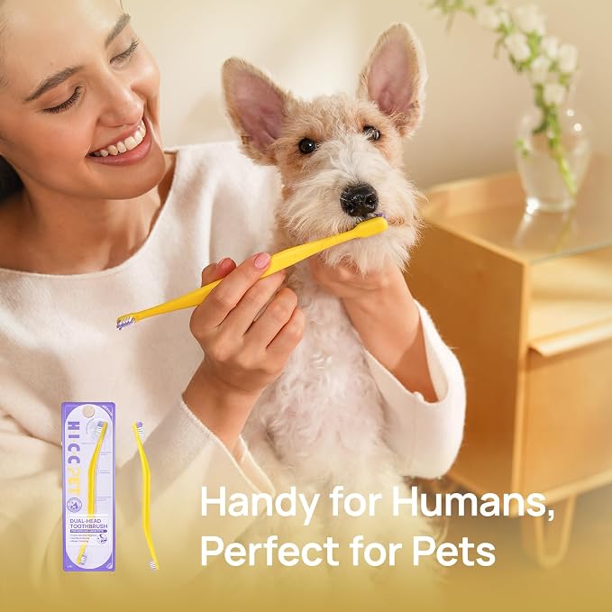 HICC PET Toothbrush for Dogs & Large Cats, Ergonomic Pet Toothbrush for Easy Teeth Cleaning,Gentle on Gums, Cat & Dog Oral Care – Toothpaste Not Included