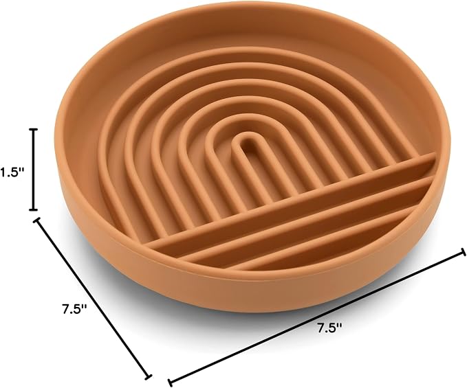 Should We Go? Slow Feeder Dog Bowls - Medium Size Silicone Slow Eating Dog Bowl for Puppies & Dogs with Suction Cup -Dishwasher-Safe,Lick Mat Design,Reduces Gulping,for All Breeds,6”x1.25”-Terracotta