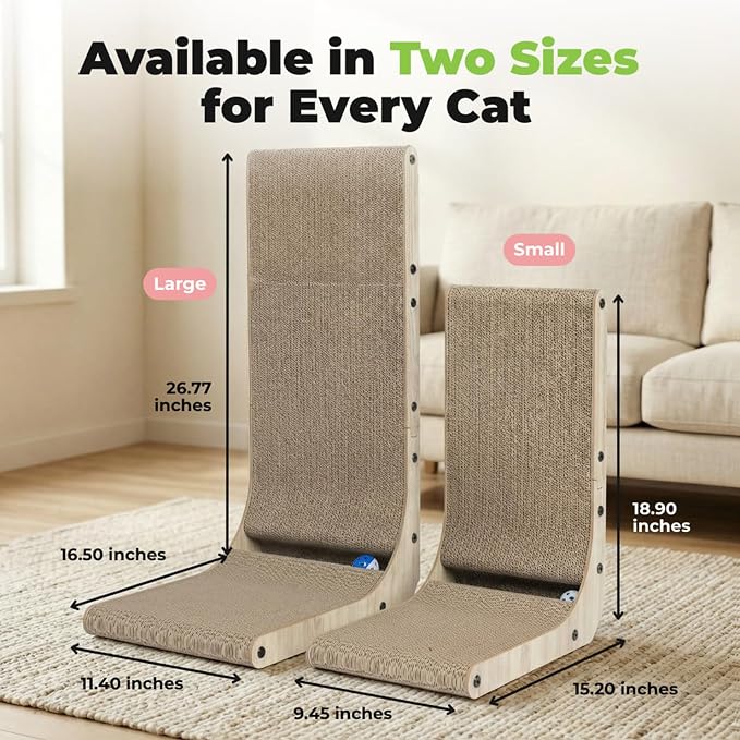 Best Pet Supplies Catify Cat Scratcher, Fun Interactive Scratchers, Posts, Poles, Claw Safe, Furniture Saver Indoor Play Support Natural Cat Behaviors Heavy Duty - L-Shape - H: 26"