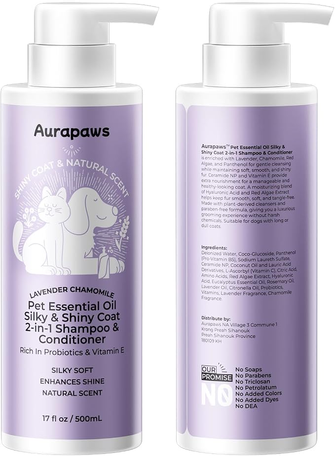 Probiotic Dog Shampoo and Conditioner, Lavender Floral, 17oz Each | Supports Skin Barrier, Nourishes, Conditioner, Detangles, Moisturizes, Clean, Balanced Skin Microbiome, for Soft, Shiny Coats