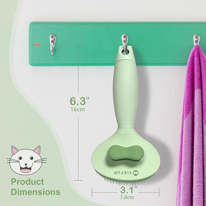 Cat Brush for Shedding, Self Cleaning Brush for Long & Short Hair Cats | For Indoor Cats,Removes Loose Hair,Reduces Shedding,Soft Rounded Tips,Ergonomic Silicone Handle,Gentle Massage,Easy Grooming