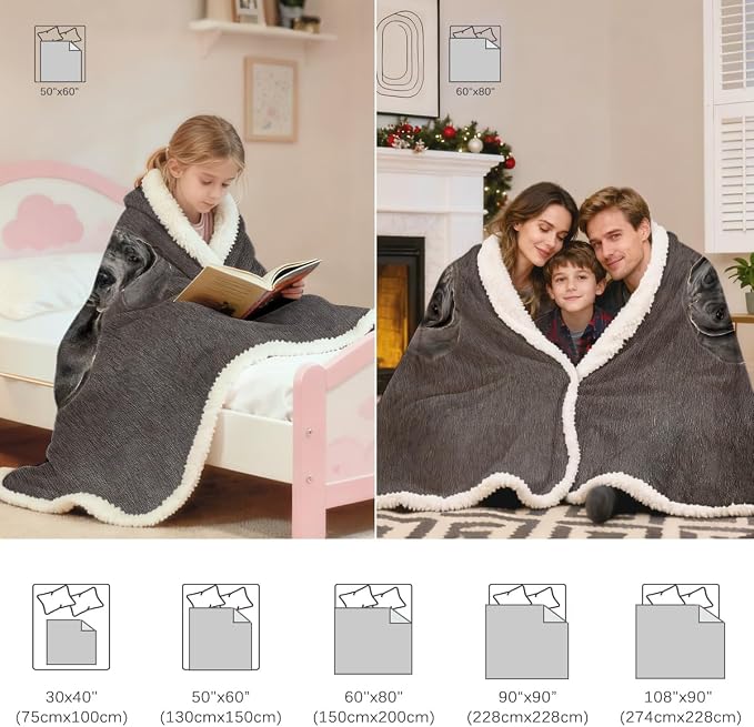 BlessLiving Grey Great Dane Throw Soft Blanket Sherpa Fleece Lined Blanket Pet and Dog Lovers Home Throw Blankets (Throw, 50 x 60 Inches)