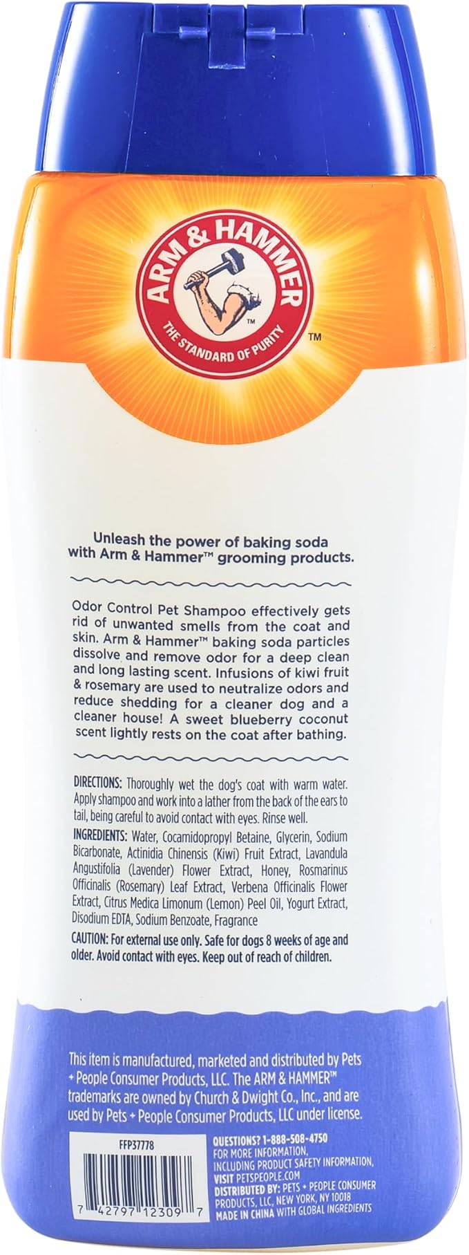 Arm & Hammer Odor Control Dog Shampoo, Blueberry Coconut, 20 Fl Oz | Baking soda enhanced, pH-balanced formula, free of sulfates, for all dogs and puppies, daily grooming