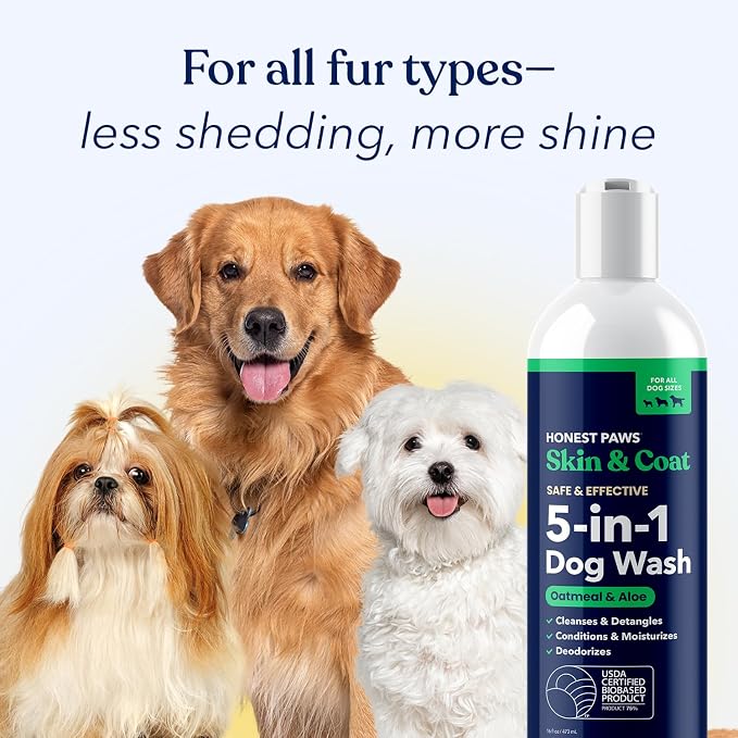 Oatmeal Aloe Dog Shampoo and Conditioner, Itchy Skin Relief, Sensitive Skin | Oatmeal Shampoo for Dogs, Anti-Itch Pet Shampoo for Allergies and Itching, Puppy Dog Wash, Natural Sulfate Free
