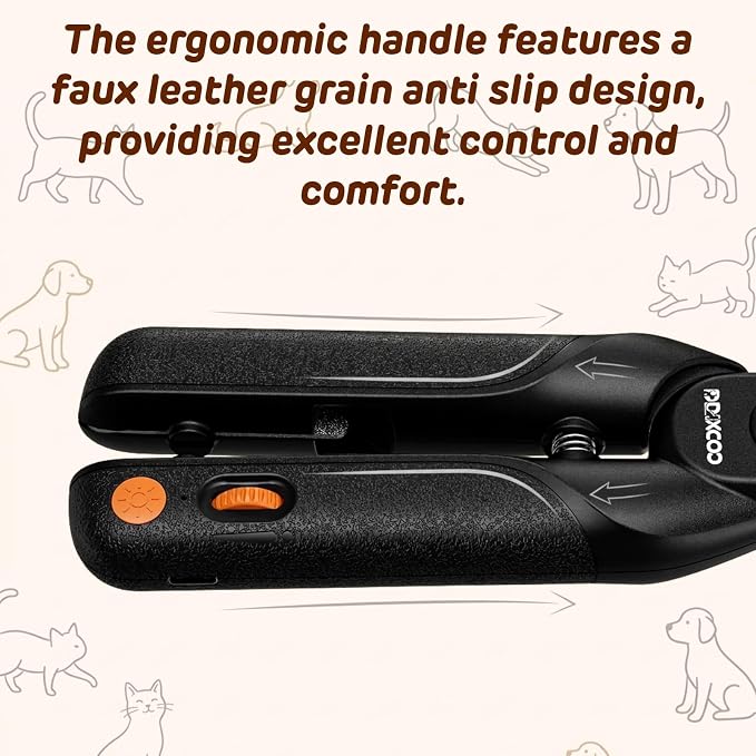Dog Nail Clippers with Lights, Safe & Stress-Free for Sensitive Pets | Dual LED Lights, Safety Side Lock, Nail File, Anti-Slip Handles,Painless Pet Nail Trimmer for Large & Medium Dogs & Cats Claw